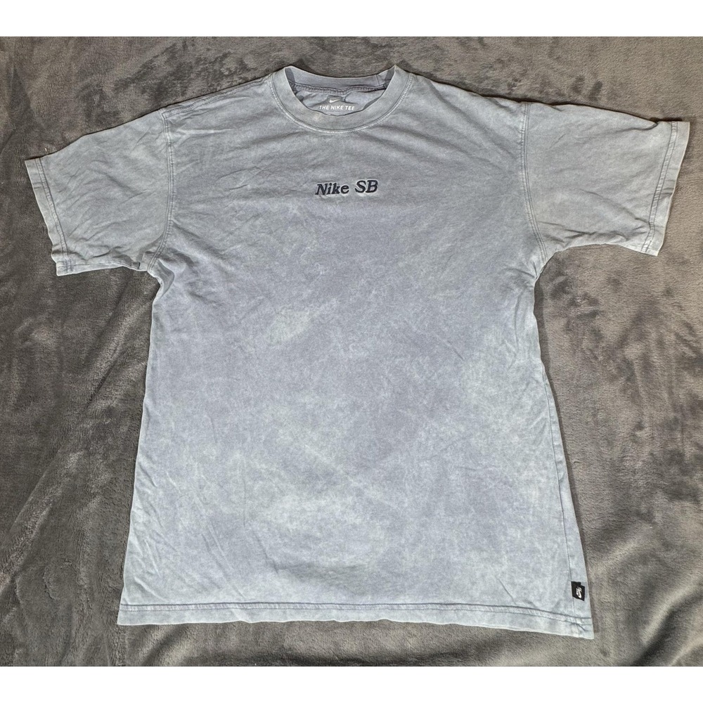 Nike SB Shirt Mens Small Blue Acid Wash Embroidered Logo Skate Tee Casual